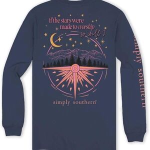 Simply Southern Navy and Pink Kids Long Sleeve Shirt -Youth Small